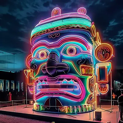 Neon colossal head
