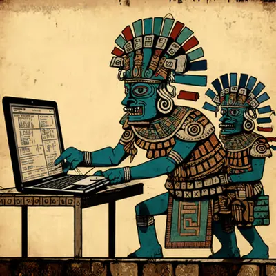 Gods writing the code of creation