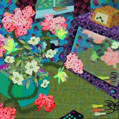Flowers watching a TV