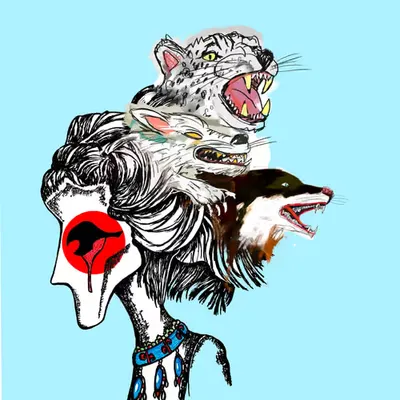 #80 Snow leopard, White wolf & black wolf