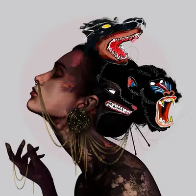 #91 Doberman, wolf & baboon