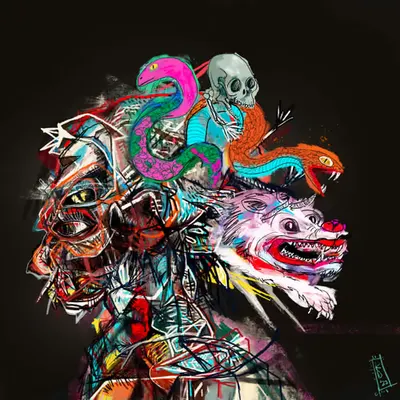 #112 Snakes, Monkey skull & White Dragon
