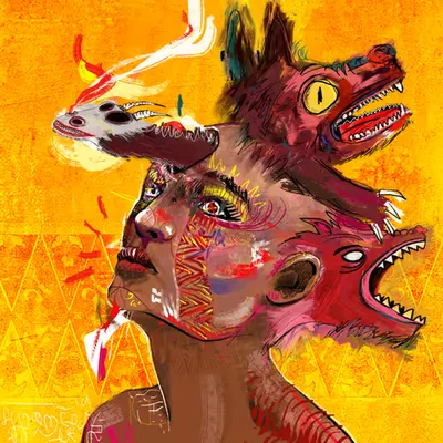 #136 Red wolves and dragon