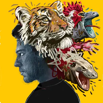 #150 Tiger, rooster and iguanas