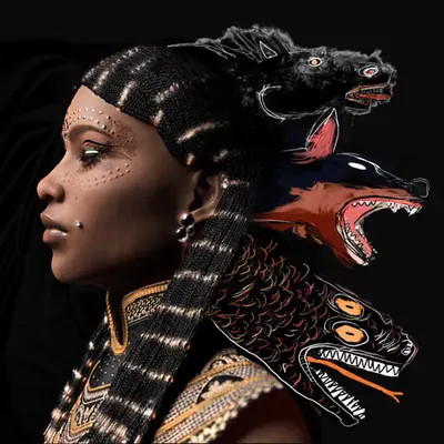 #154 Black Horse, Doberman, black snake