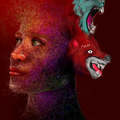 #155 Baboon and red wolf
