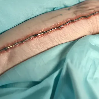 stitched together
