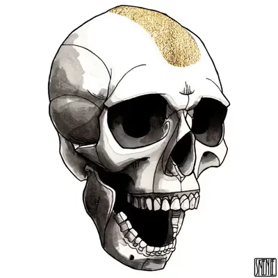 🎨35 | INK & GOLD | Human Skull 02