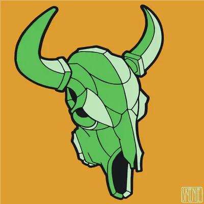 💀54 | MINIMALIST BUFFALO SKULL | Green