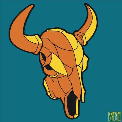 💀55 | MINIMALIST BUFFALO SKULL | Orange