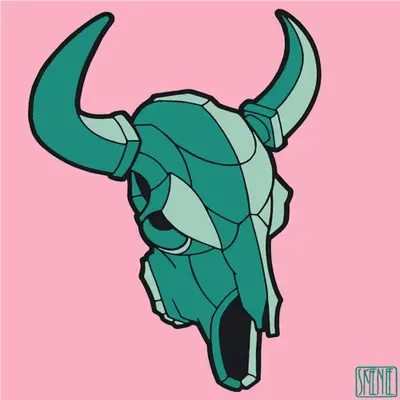 💀58 | MINIMALIST BUFFALO SKULL | Teal