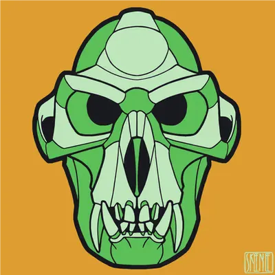 💀63 | MINIMALIST LANGUR SKULL | Green
