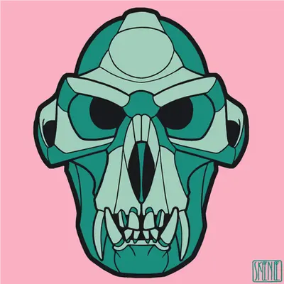 💀67 | MINIMALIST LANGUR SKULL | Teal