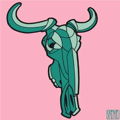 💀72 | MINIMALIST WILDEBEEST SKULL | Teal