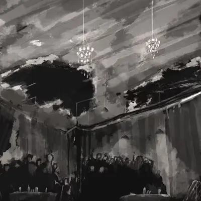 Partial collapse of a restaurant roof 