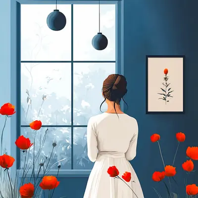 Poppies and reflections