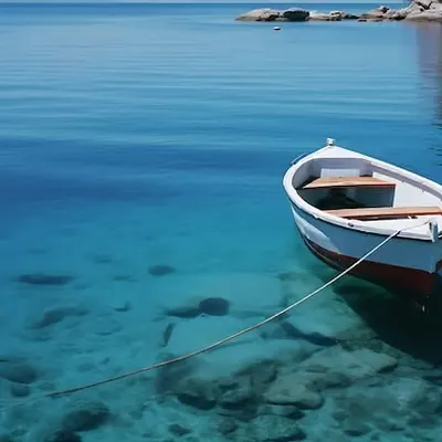 A boat drifting on the lake