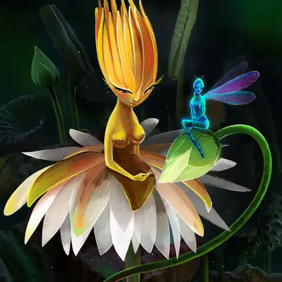 Dragonfly with lily