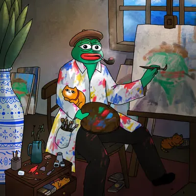 Pepe painter and his self-portrait.