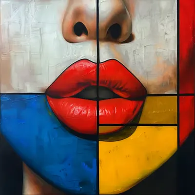 Beautiful face - Mondrian style