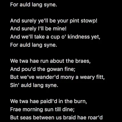 Auld Lang Syne by Robert Burns