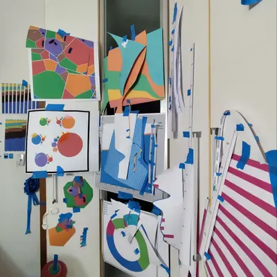 touching paper, masking tape, and paint these days
