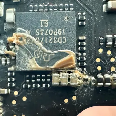 coffee stained macbook pro 14" m1 logic board