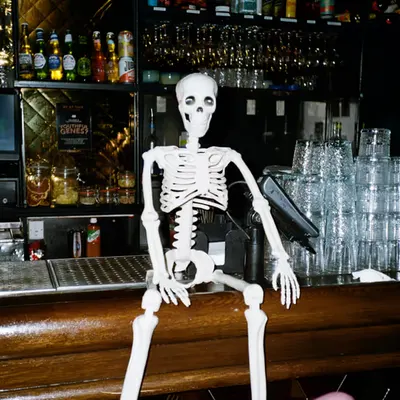 Skelton on a bar