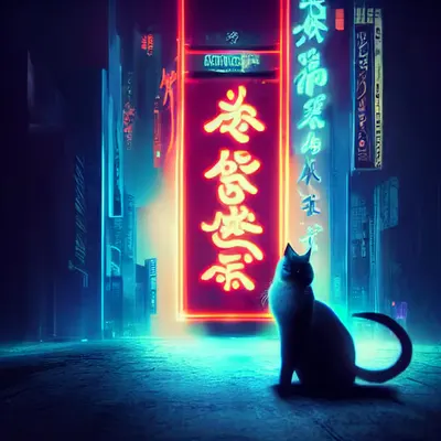 Cat in neon