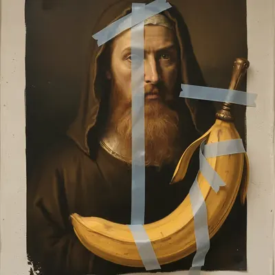 Banana taped to the wall