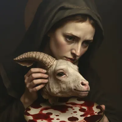 The severed goat's head
