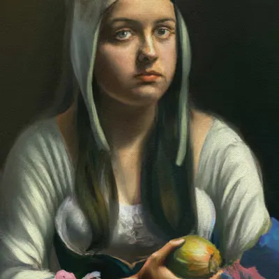 Self portrait in the hands of a woman