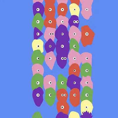 Kinetic Base Blob #113 (~95 Size 212 Kinetic Blobs with 88 Eyes Sporting the Punks Theme)