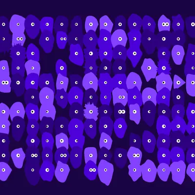 Kinetic Base Blob #116 (~154 Size 153 Kinetic Blobs with 140 Eyes Sporting the Farpurple Theme)