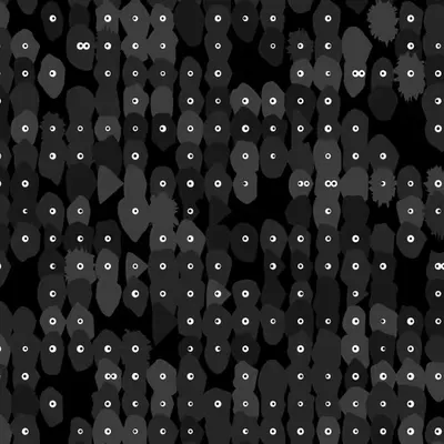Kinetic Base Blob #14 (~483 Size 127 Kinetic Blobs with 415 Eyes Sporting the Minimalist Contrast Theme)
