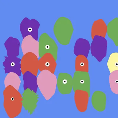 Kinetic Base Blob #29 (~35 Size 301 Kinetic Blobs with 24 Eyes Sporting the Punks Theme)