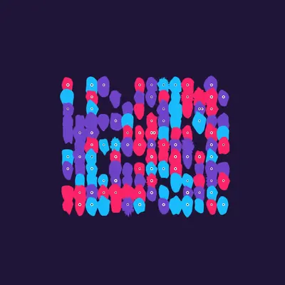 Kinetic Base Blob #33 (~154 Size 86 Kinetic Blobs with 127 Eyes Sporting the XCOPY Theme)
