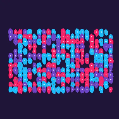 Kinetic Base Blob #46 (~286 Size 82 Kinetic Blobs with 249 Eyes Sporting the XCOPY Theme)