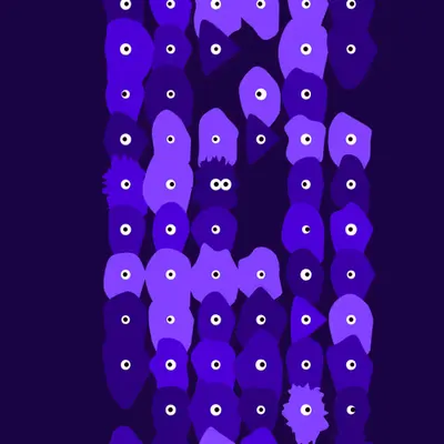 Kinetic Base Blob #49 (~78 Size 208 Kinetic Blobs with 70 Eyes Sporting the Farpurple Theme)