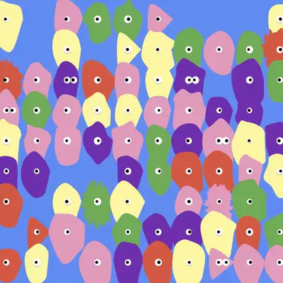 Kinetic Base Blob #58 (~90 Size 220 Kinetic Blobs with 79 Eyes Sporting the Punks Theme)