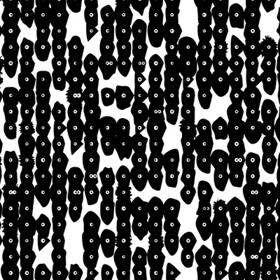 Kinetic Base Blob #60 (~418 Size 118 Kinetic Blobs with 362 Eyes Sporting the Ink Theme)