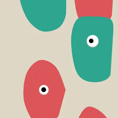 Kinetic Base Blob #66 (~8 Size 847 Kinetic Blobs with 6 Eyes Sporting the Fidenza Theme)
