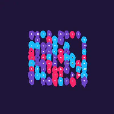 Kinetic Base Blob #68 (~90 Size 105 Kinetic Blobs with 78 Eyes Sporting the XCOPY Theme)