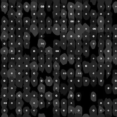Kinetic Base Blob #73 (~304 Size 130 Kinetic Blobs with 259 Eyes Sporting the Minimalist Contrast Theme)