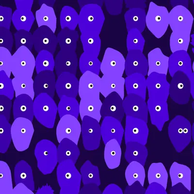 Kinetic Base Blob #75 (~160 Size 237 Kinetic Blobs with 141 Eyes Sporting the Farpurple Theme)