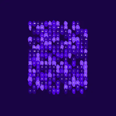 Kinetic Base Blob #77 (~270 Size 70 Kinetic Blobs with 234 Eyes Sporting the Farpurple Theme)