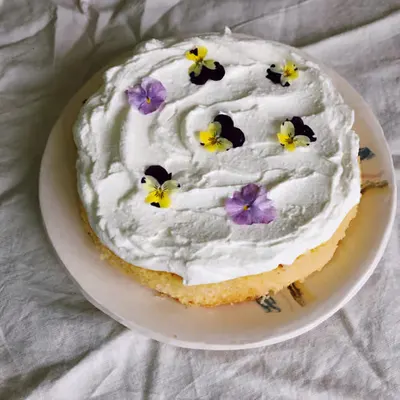 homemade cake on a homemade plate