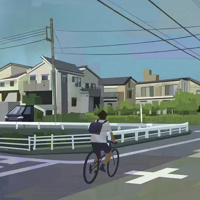 自転車 と 橋