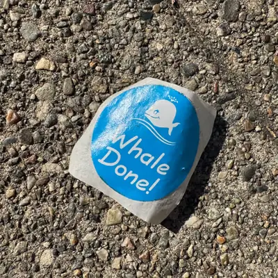 Two Blue Stickers to Get a Straight Line