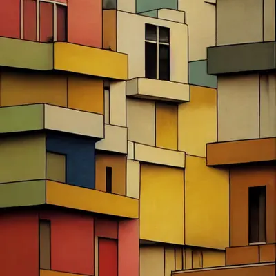 ville de couleur - jaune/bleue
